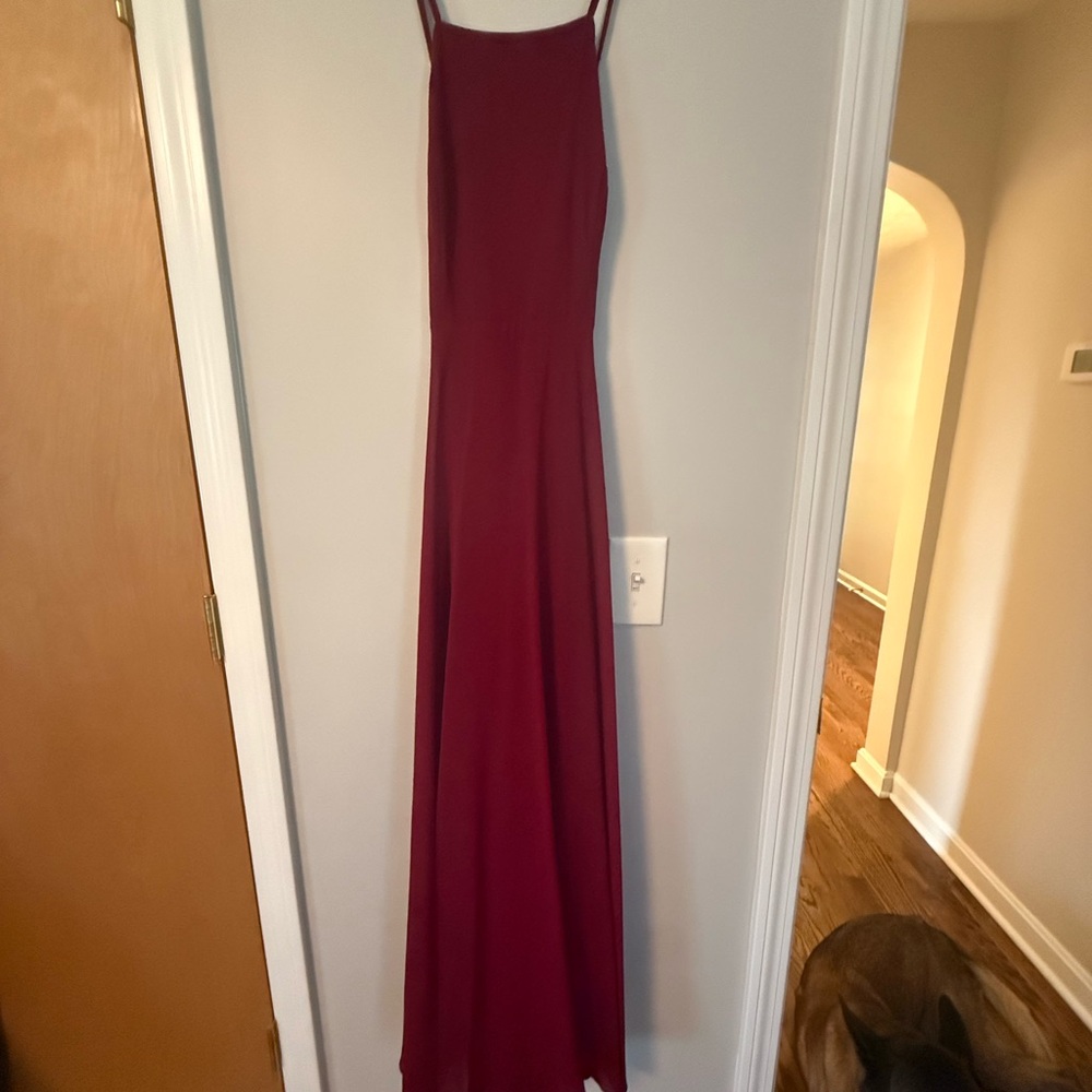Lulu's Wine Red Backless Maxi for Weddings - Picture 3 of 5